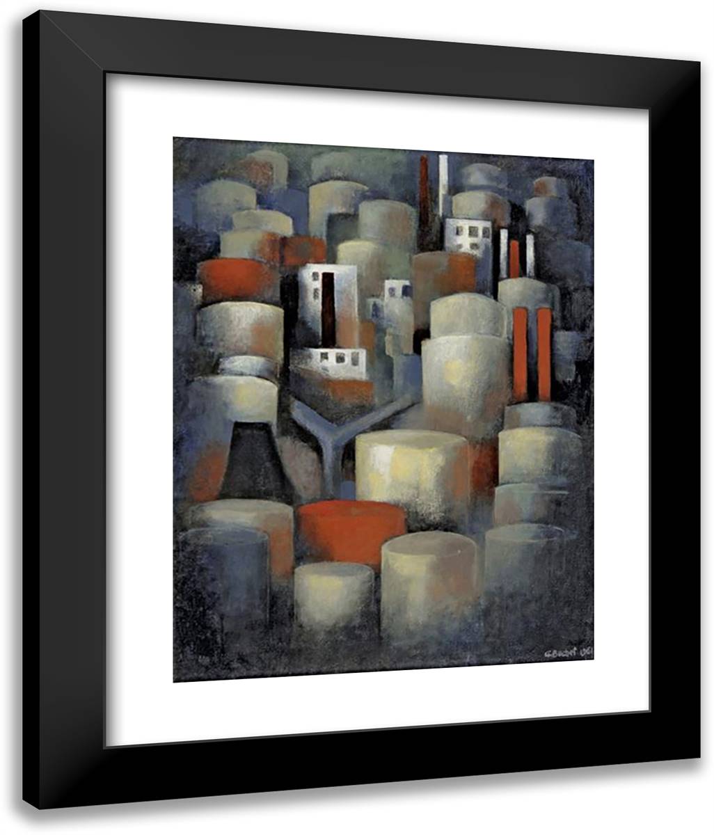 La Raffinerie De Petrole 20x24 Black Modern Wood Framed Art Print Poster by Buchet, Gustave