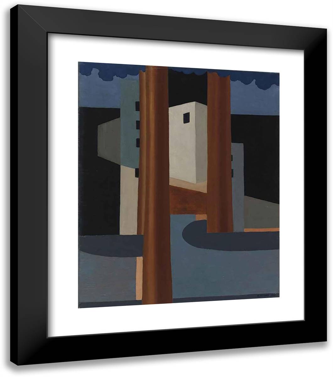 Landschaft Mit Hausern 20x23 Black Modern Wood Framed Art Print Poster by Buchet, Gustave