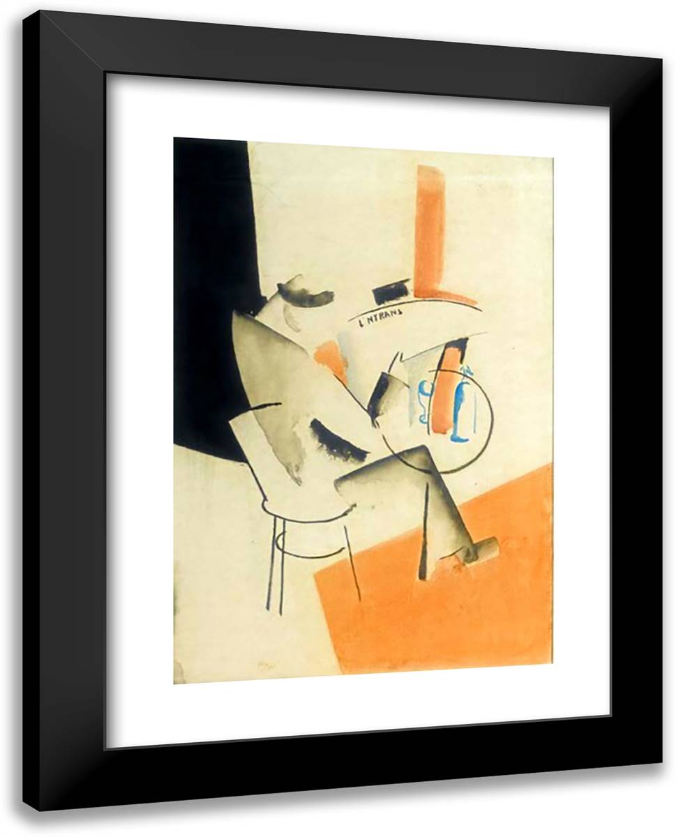 Le Lecteur Au Bistrot 19x24 Black Modern Wood Framed Art Print Poster by Buchet, Gustave