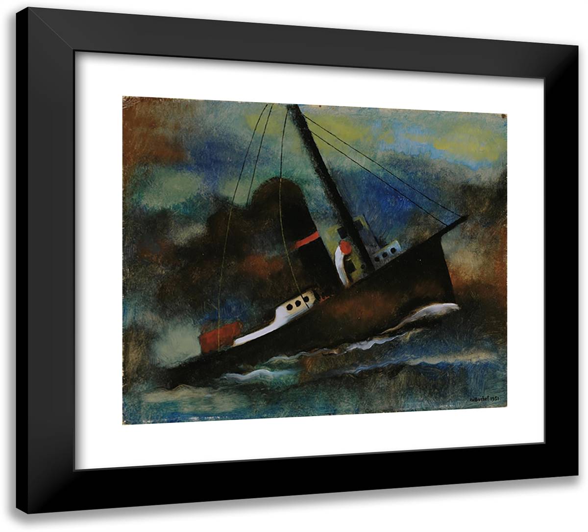 Marine 22x20 Black Modern Wood Framed Art Print Poster by Buchet, Gustave