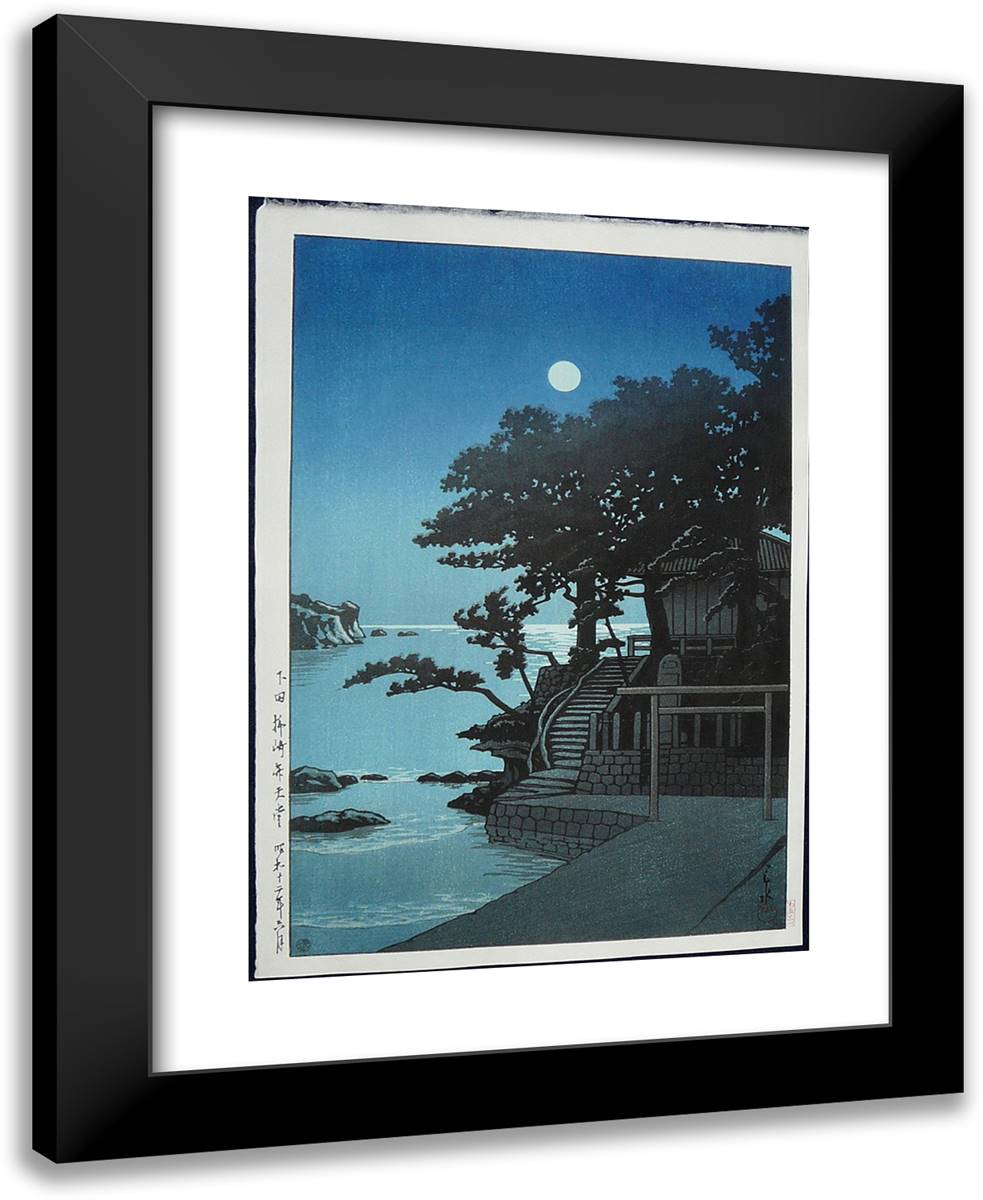 Kakizaki Bentendo Shrine at Shimoda 19x24 Black Modern Wood Framed Art Print Poster by Hasui, Kawase