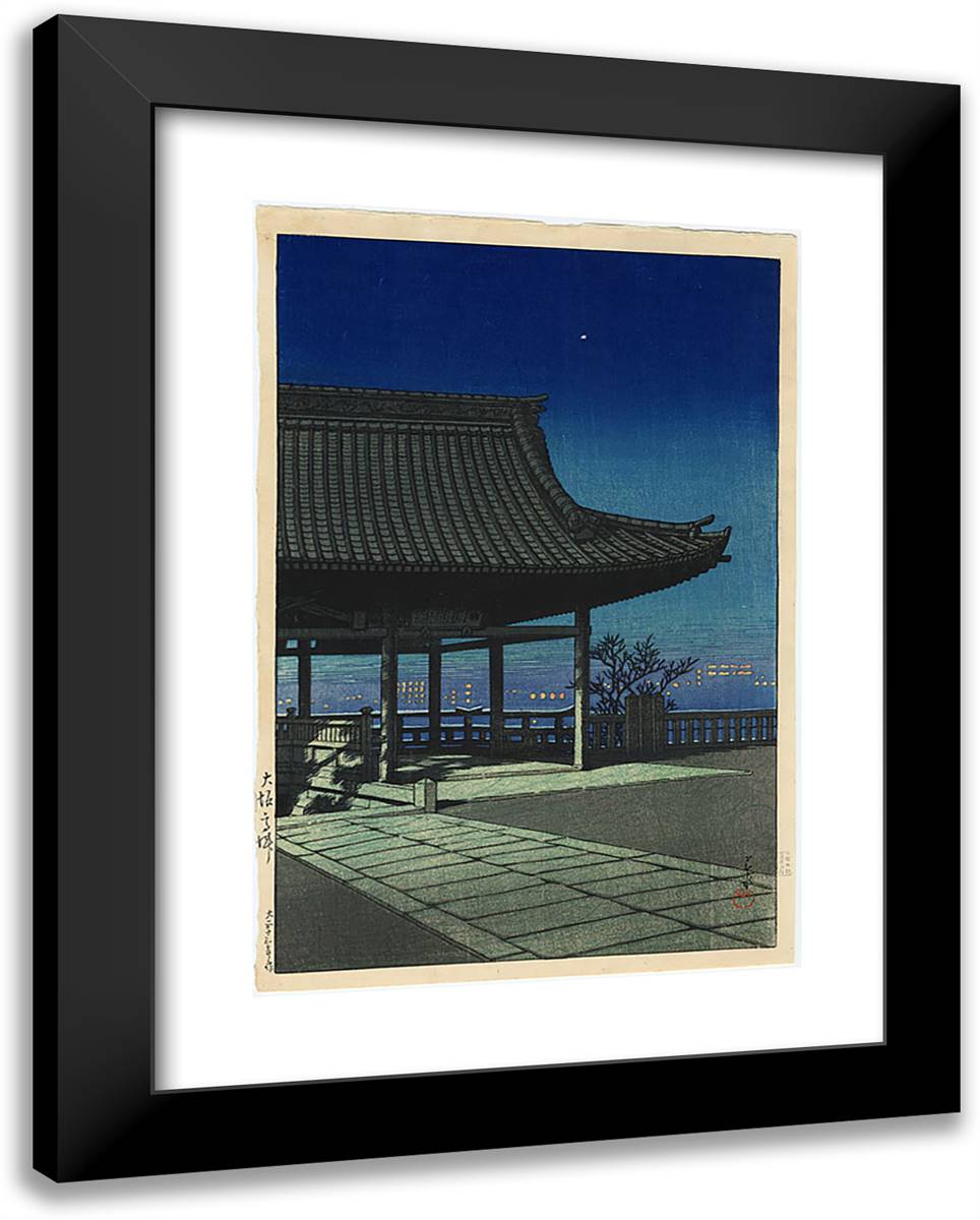 Kozu, Osaka 19x24 Black Modern Wood Framed Art Print Poster by Hasui, Kawase