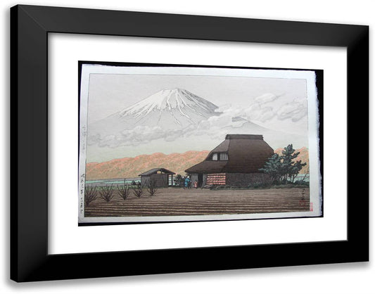Mount Fuji from Narusawa in Autumn 24x19 Black Modern Wood Framed Art Print Poster by Hasui, Kawase