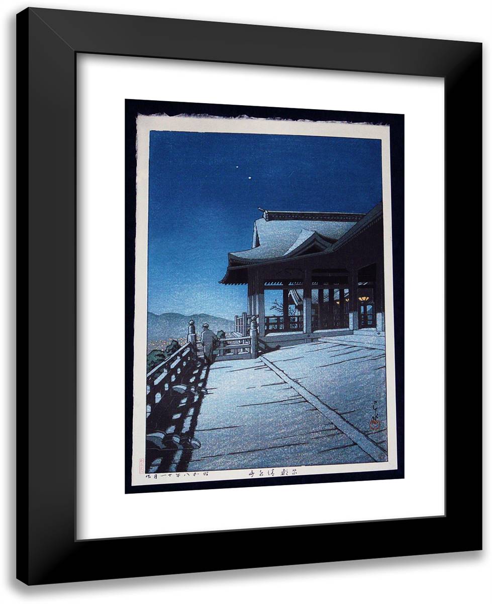 Self-Portrait at Kiyomizu Temple, Kyoto 19x24 Black Modern Wood Framed Art Print Poster by Hasui, Kawase