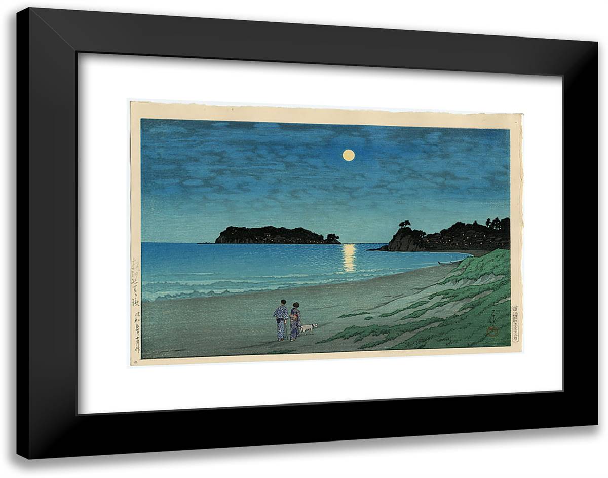 Shichirigahama, Soshu 24x19 Black Modern Wood Framed Art Print Poster by Hasui, Kawase