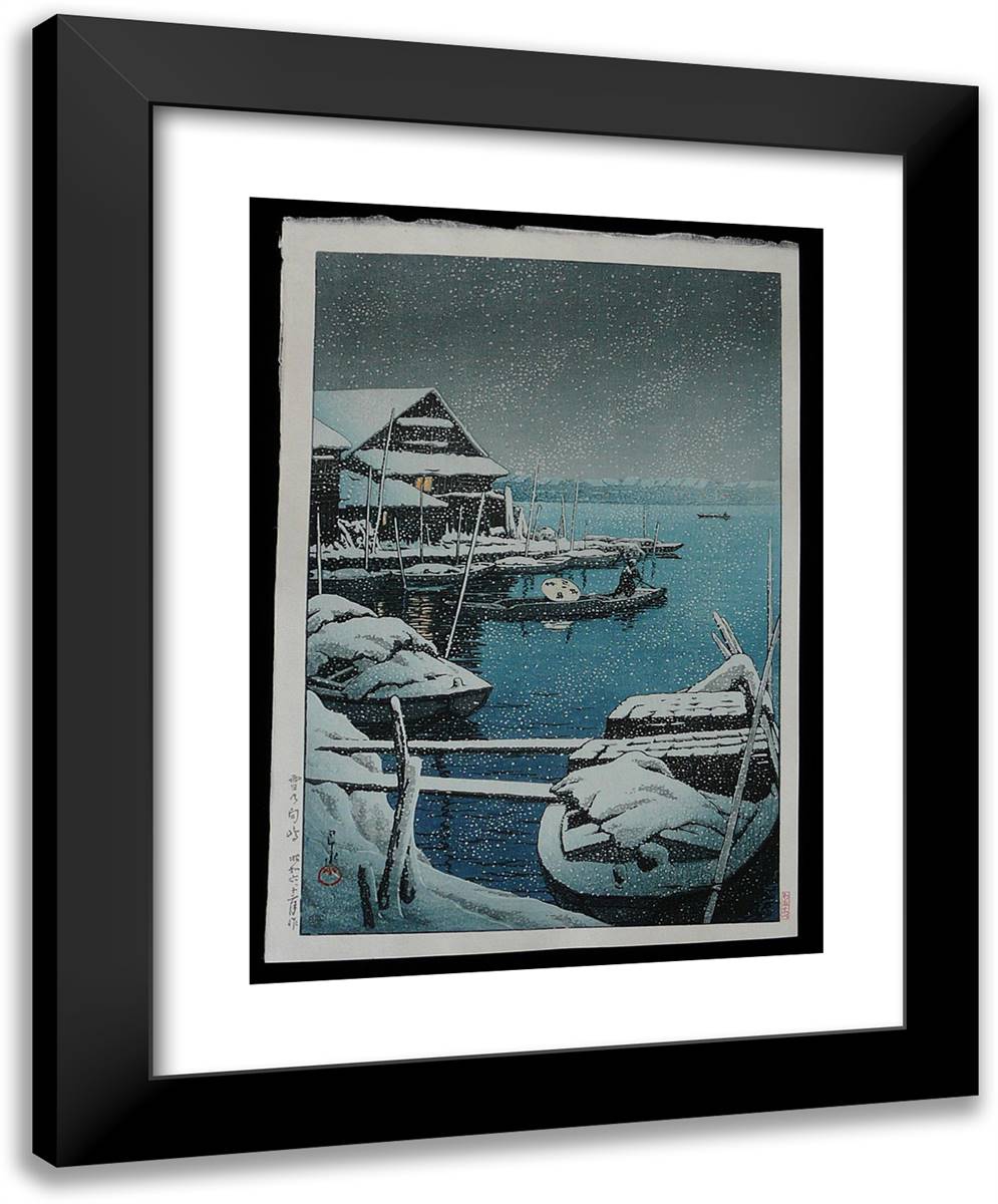 Snow at Mukojima 19x24 Black Modern Wood Framed Art Print Poster by Hasui, Kawase
