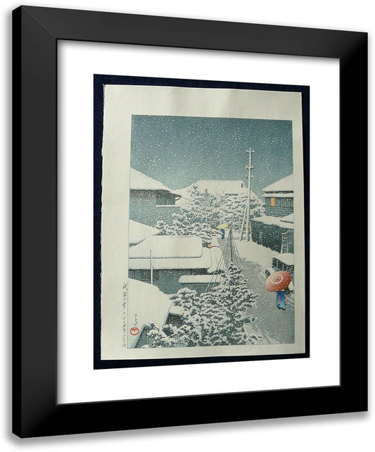 Snow at Shirochi 19x24 Black Modern Wood Framed Art Print Poster by Hasui, Kawase
