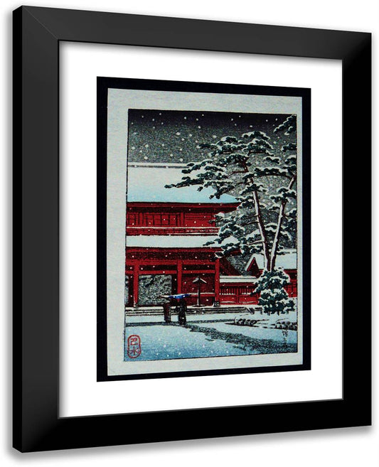 Snow at Zoji Temple 19x24 Black Modern Wood Framed Art Print Poster by Hasui, Kawase
