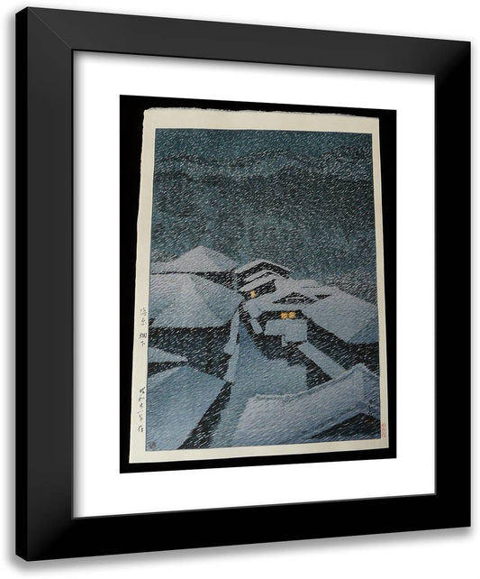 Snow Storm at Hatakudari 19x24 Black Modern Wood Framed Art Print Poster by Hasui, Kawase
