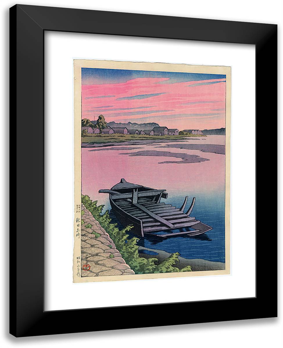 Tsuchizaki, Akita 19x24 Black Modern Wood Framed Art Print Poster by Hasui, Kawase