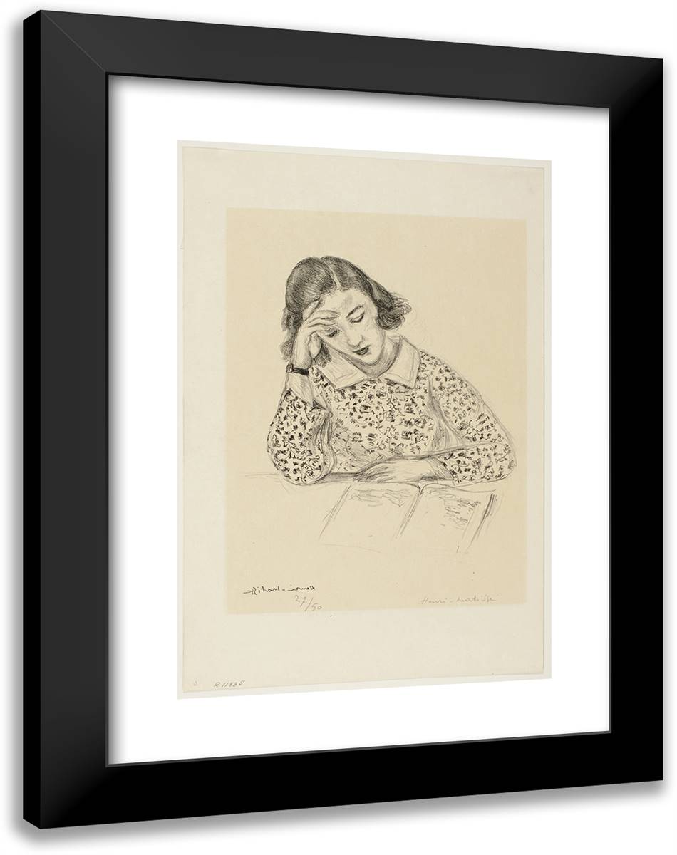 A Girl Reading 18x24 Black Modern Wood Framed Art Print Poster by Matisse, Henri