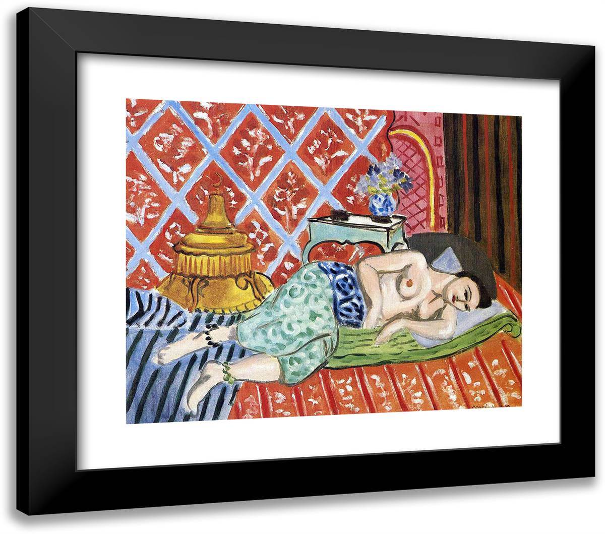 A Nude Lying on Her Back 23x20 Black Modern Wood Framed Art Print Poster by Matisse, Henri