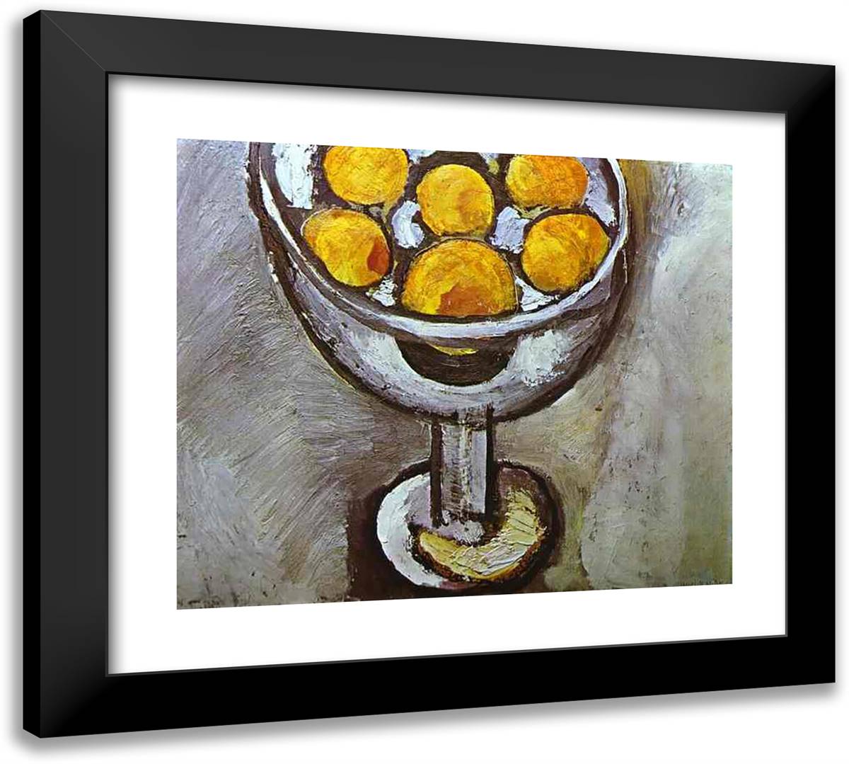 A Vase with Oranges 22x20 Black Modern Wood Framed Art Print Poster by Matisse, Henri