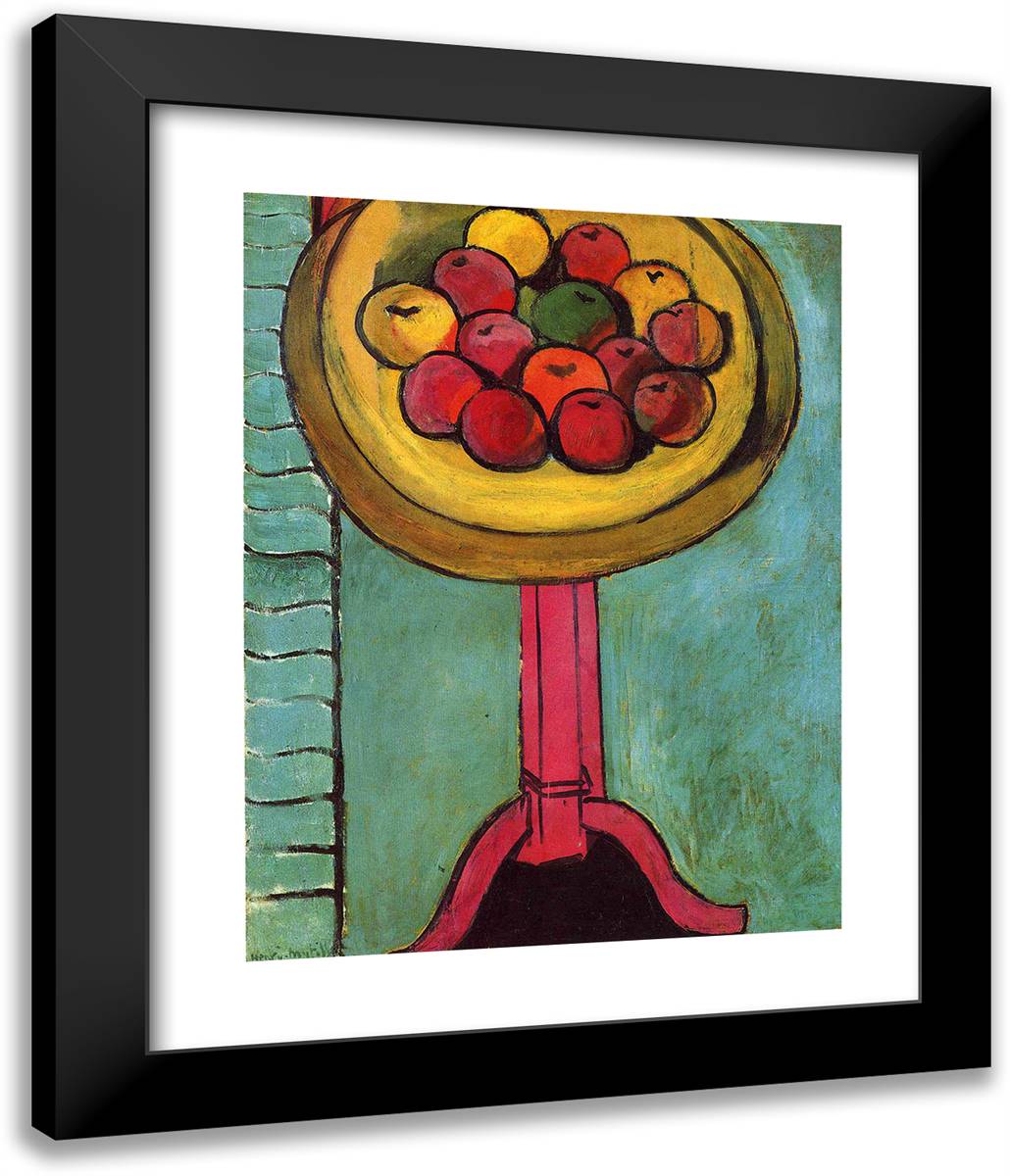 Apples on a Table, Green Background 20x24 Black Modern Wood Framed Art Print Poster by Matisse, Henri