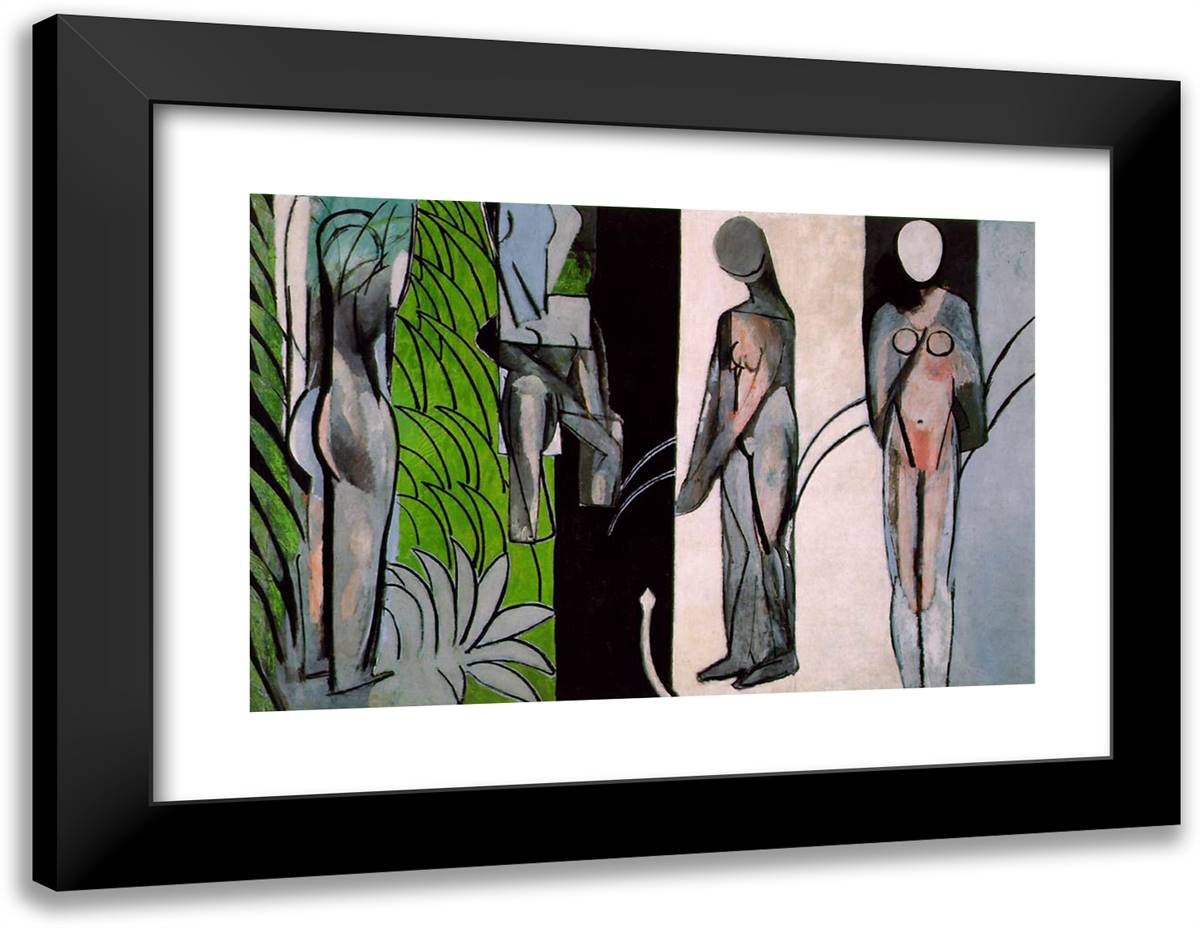 Bathers by a River 24x19 Black Modern Wood Framed Art Print Poster by Matisse, Henri