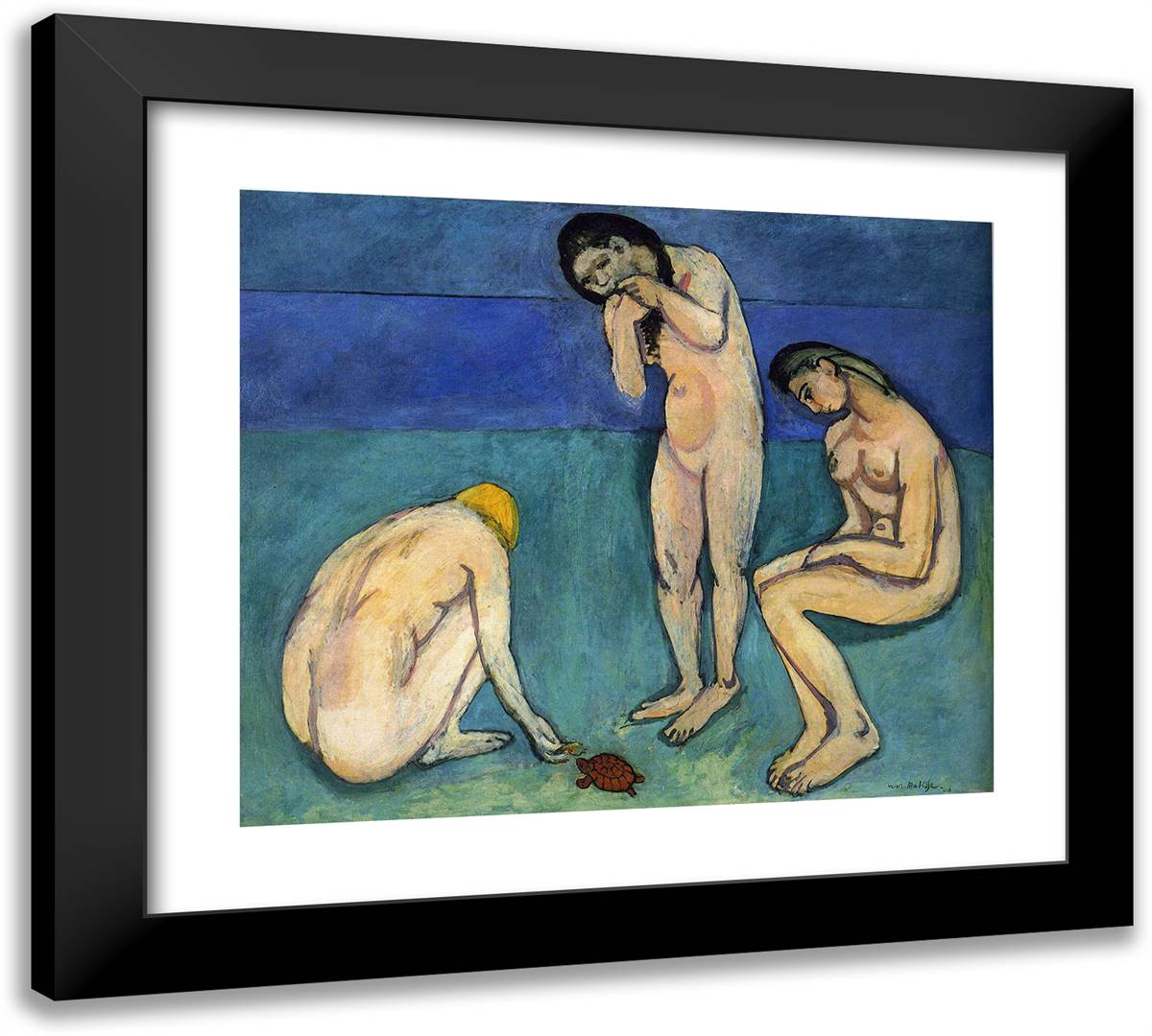 Bathers with a Turtle  22x20 Black Modern Wood Framed Art Print Poster by Matisse, Henri