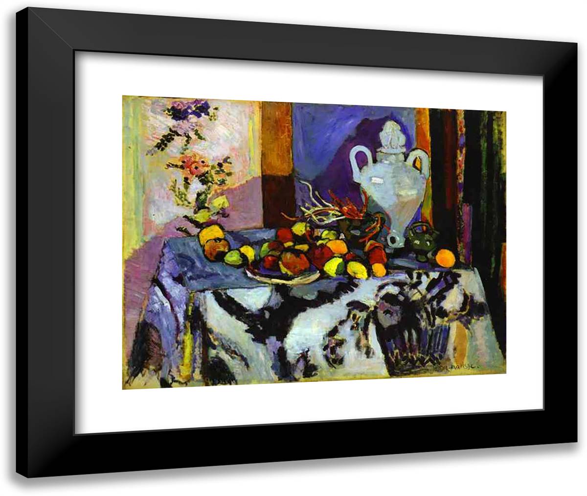 Blue Still Life 24x20 Black Modern Wood Framed Art Print Poster by Matisse, Henri