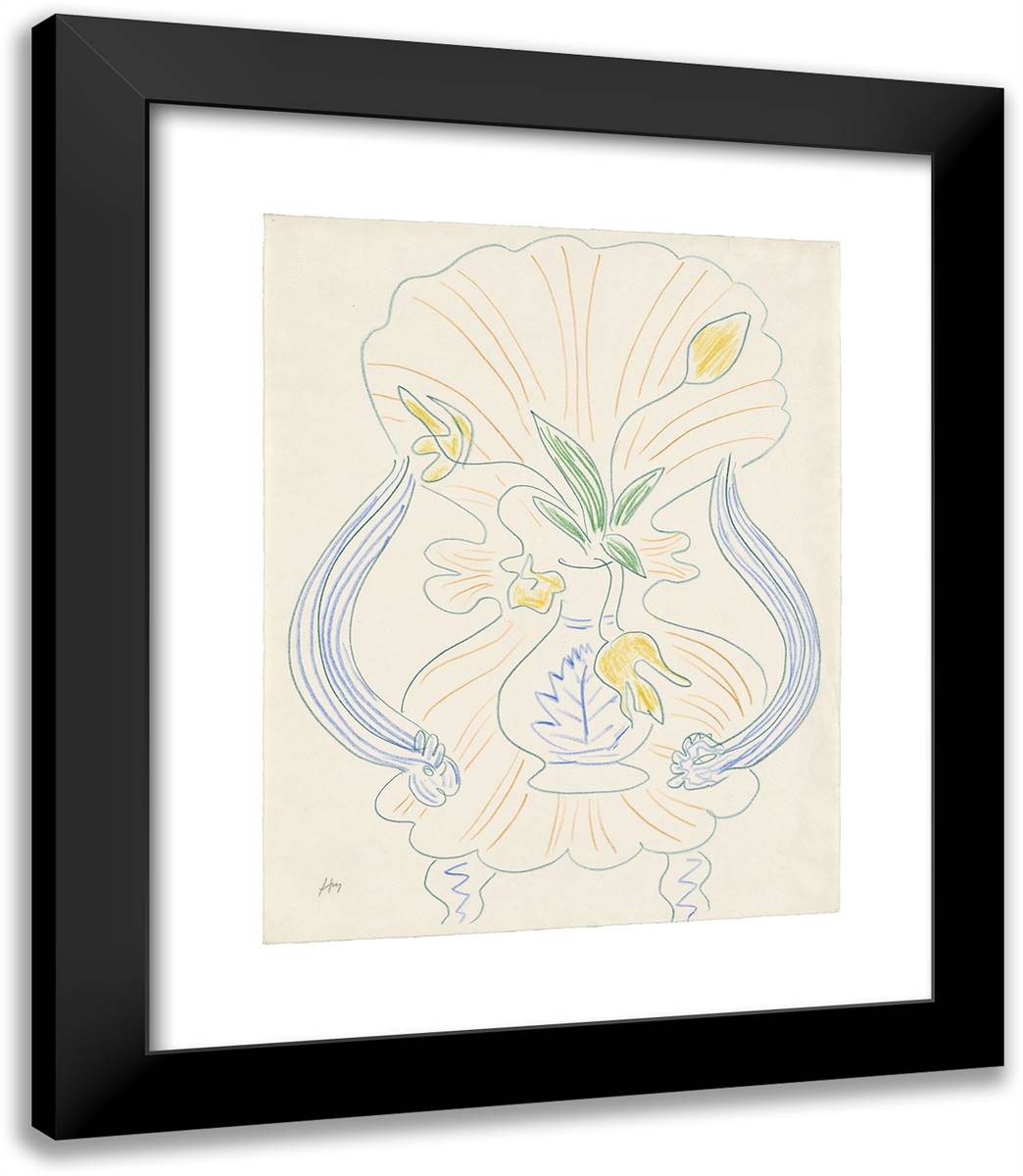 Blue Vase on a Venetian Armchair 20x23 Black Modern Wood Framed Art Print Poster by Matisse, Henri