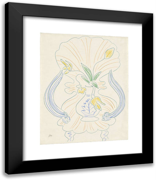 Blue Vase on a Venetian Armchair 20x23 Black Modern Wood Framed Art Print Poster by Matisse, Henri