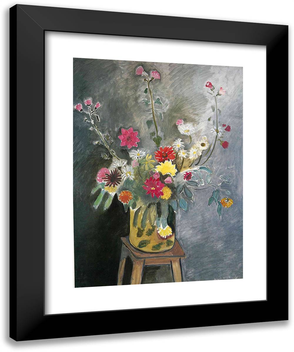 Bouquet of Mixed Flowers 19x24 Black Modern Wood Framed Art Print Poster by Matisse, Henri