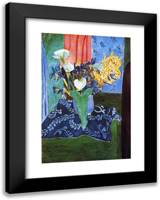 Calla Lilies, Irises and Mimosas  19x24 Black Modern Wood Framed Art Print Poster by Matisse, Henri