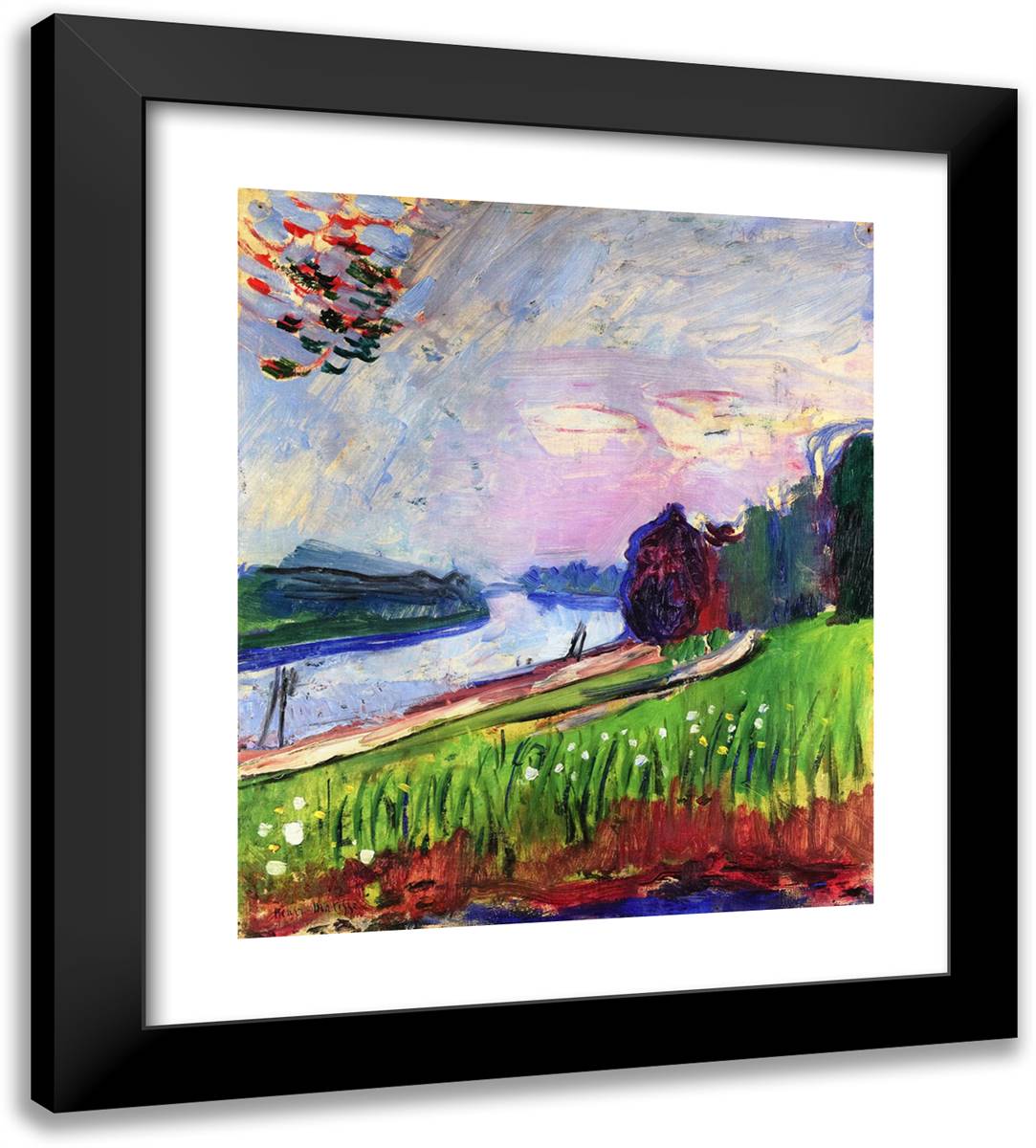 Copse of the Banks of the Garonne 20x22 Black Modern Wood Framed Art Print Poster by Matisse, Henri