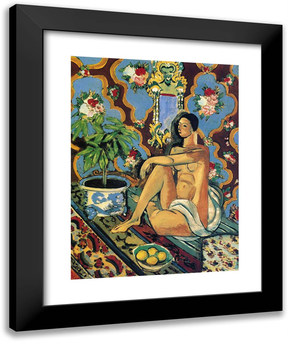 Decorative Figure on an Ornamental Background 20x24 Black Modern Wood Framed Art Print Poster by Matisse, Henri