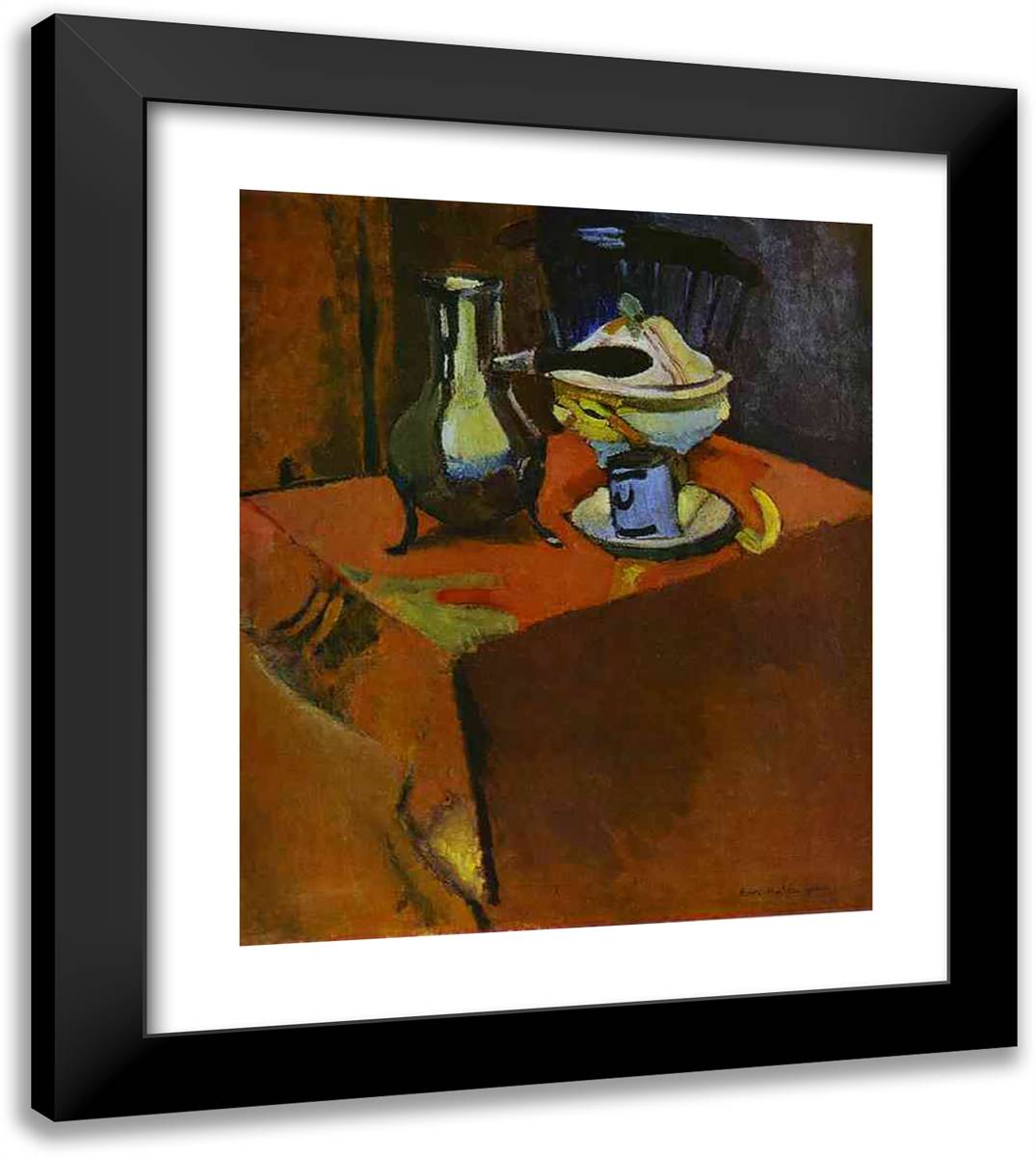 Dishes on a Table  20x23 Black Modern Wood Framed Art Print Poster by Matisse, Henri