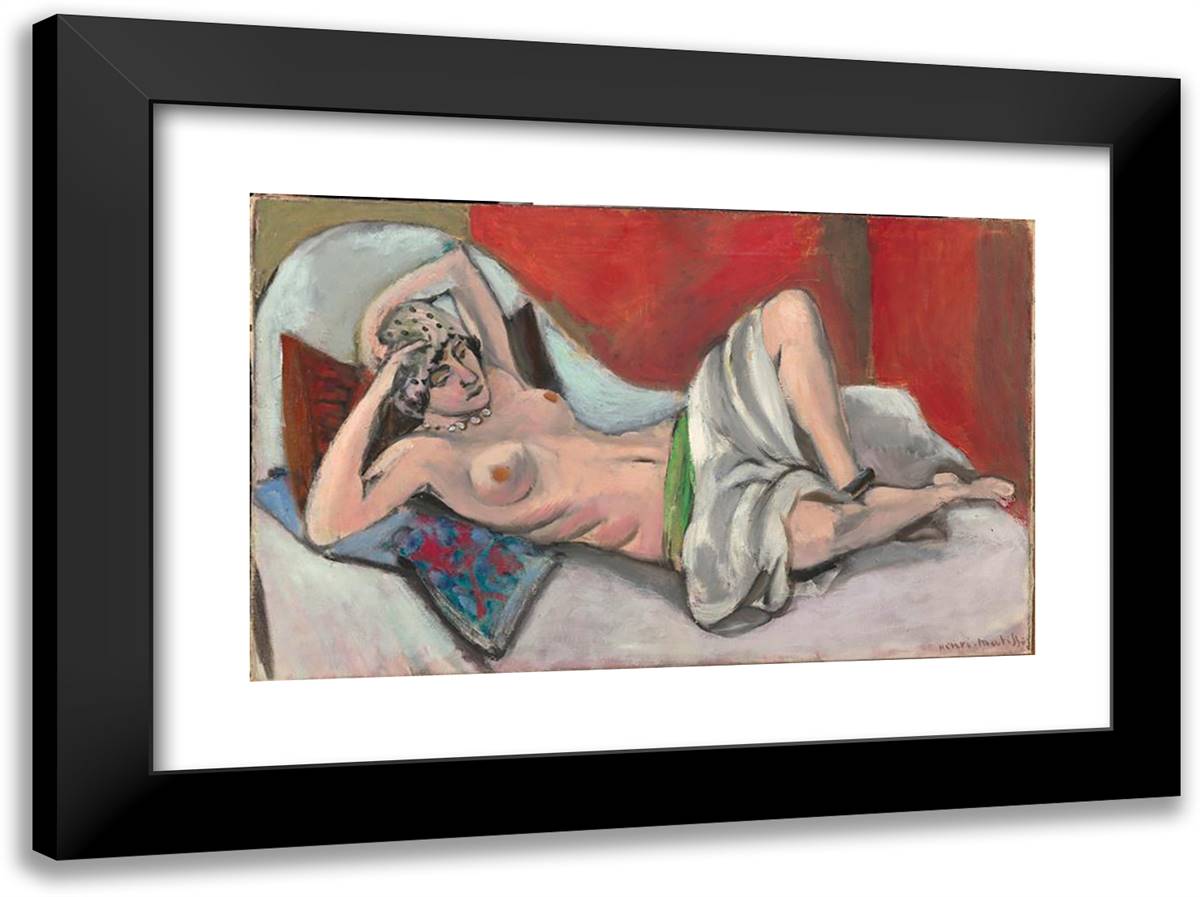 Draped Nude 24x18 Black Modern Wood Framed Art Print Poster by Matisse, Henri