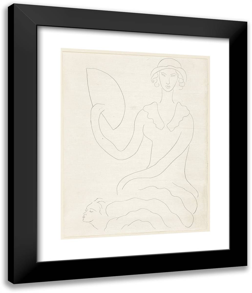 Eventail De Madame Mallarma, Plate 20 from Poesies De Mallarma 20x24 Black Modern Wood Framed Art Print Poster by Matisse, Henri