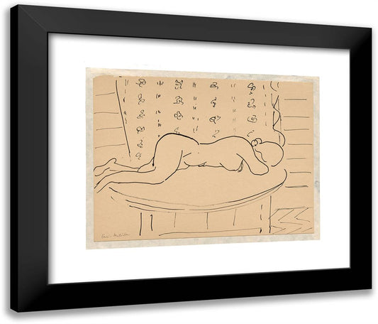 Female Nude Lying Facedown on a Table 24x20 Black Modern Wood Framed Art Print Poster by Matisse, Henri