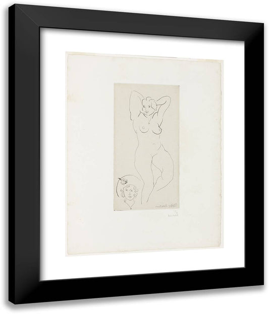 Female Nude with Arms Upraised and Head of a Woman 20x24 Black Modern Wood Framed Art Print Poster by Matisse, Henri