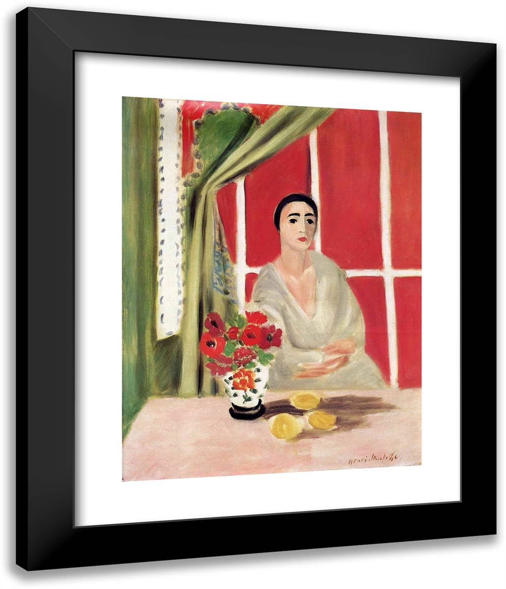 Figure at the Rideau Releve 20x24 Black Modern Wood Framed Art Print Poster by Matisse, Henri