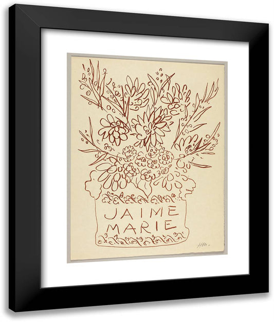 Florilege Des Amours De Ronsard_16 20x24 Black Modern Wood Framed Art Print Poster by Matisse, Henri