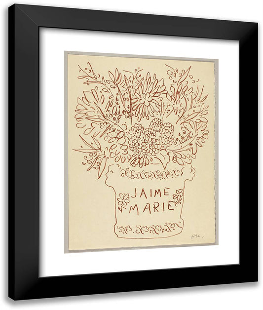 Florilege Des Amours De Ronsard_17 20x24 Black Modern Wood Framed Art Print Poster by Matisse, Henri