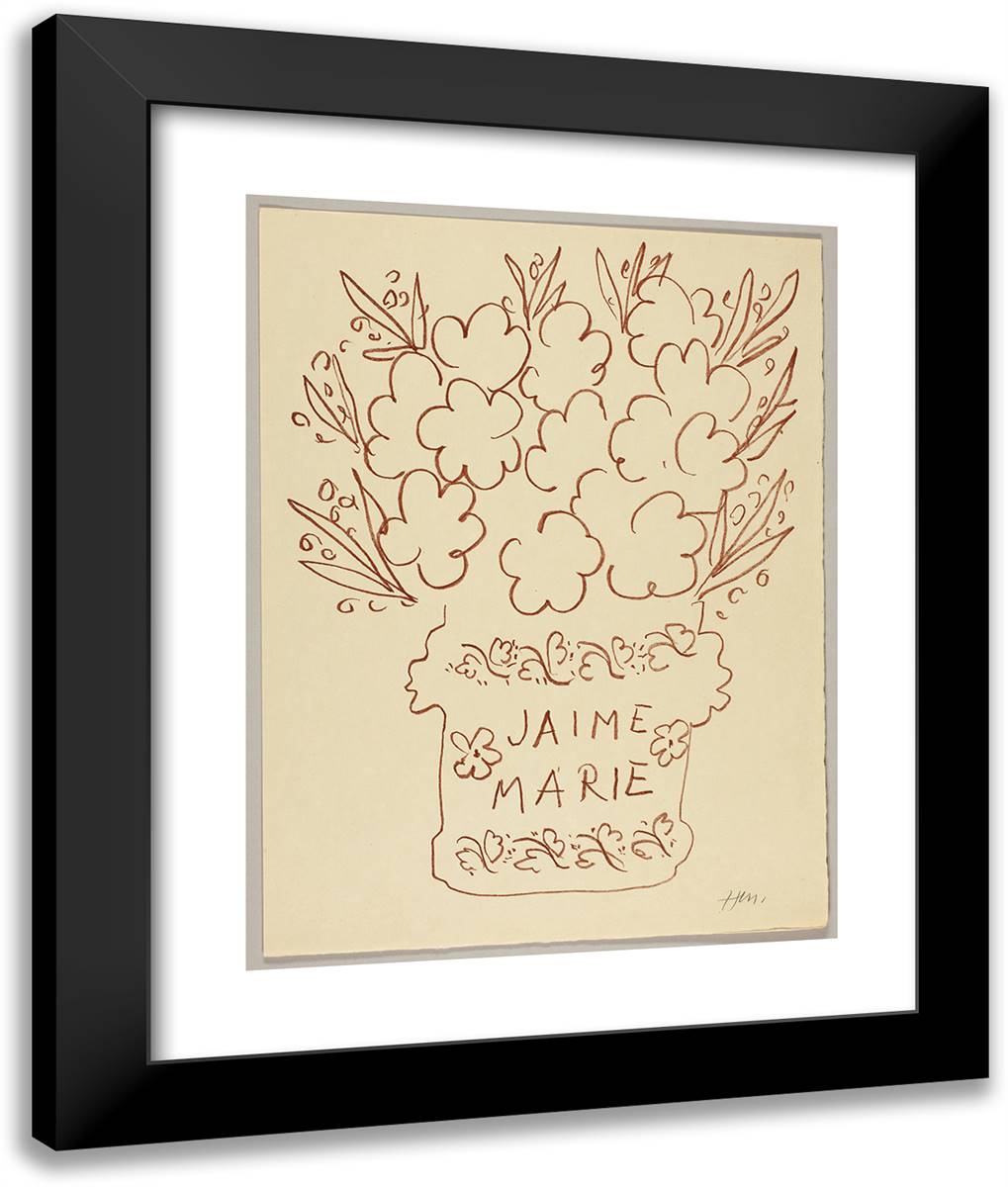 Florilege Des Amours De Ronsard_3 20x24 Black Modern Wood Framed Art Print Poster by Matisse, Henri