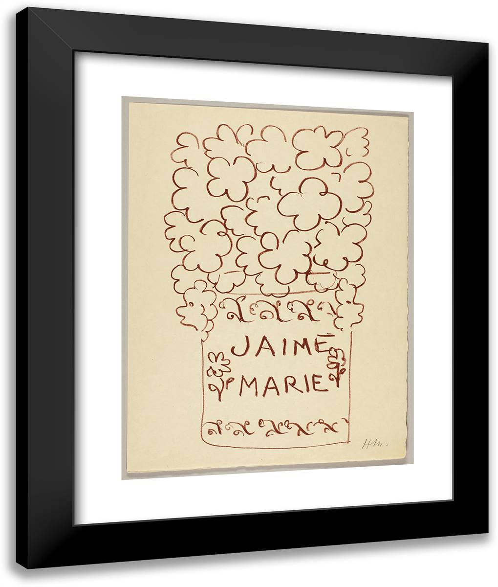 Florilege Des Amours De Ronsard_4 20x24 Black Modern Wood Framed Art Print Poster by Matisse, Henri