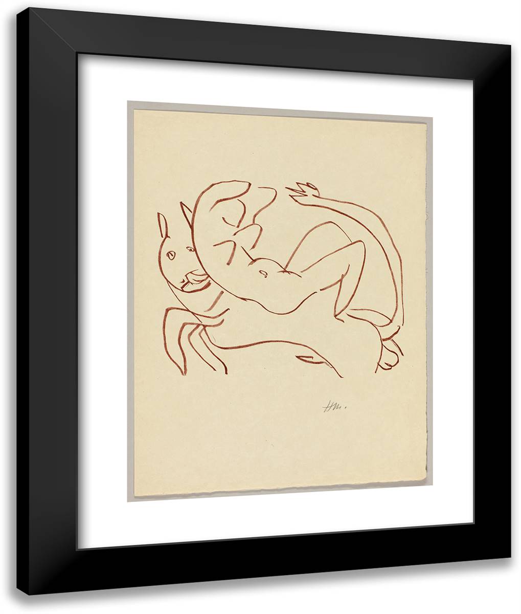 Florilege Des Amours De Ronsard_5 20x24 Black Modern Wood Framed Art Print Poster by Matisse, Henri