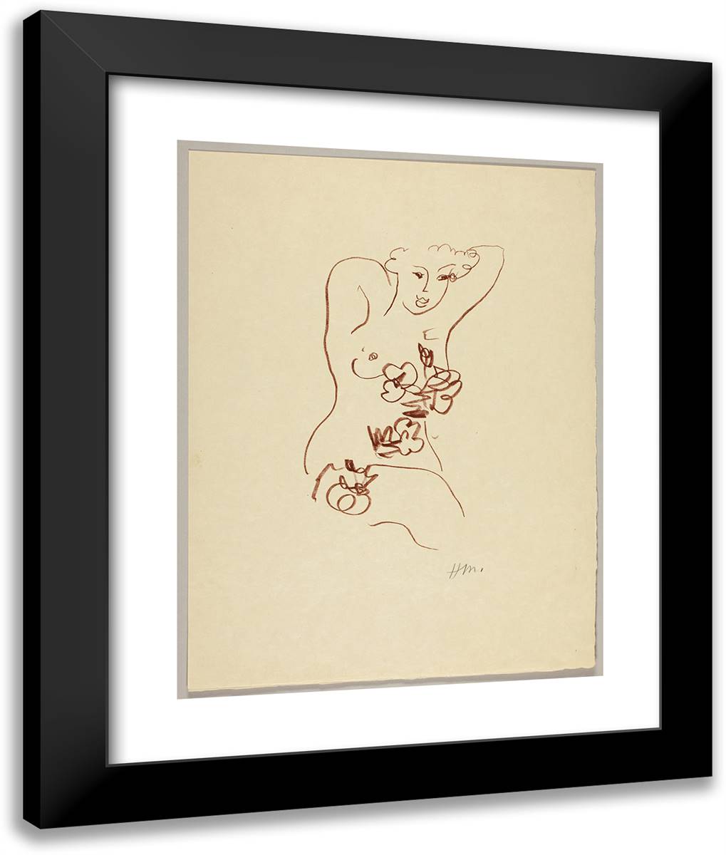 Florilege Des Amours De Ronsard_7 20x24 Black Modern Wood Framed Art Print Poster by Matisse, Henri
