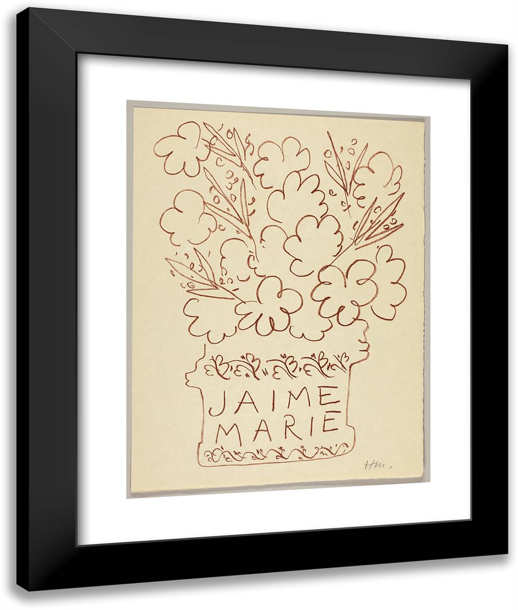 Florilege Des Amours De Ronsard_8 20x24 Black Modern Wood Framed Art Print Poster by Matisse, Henri