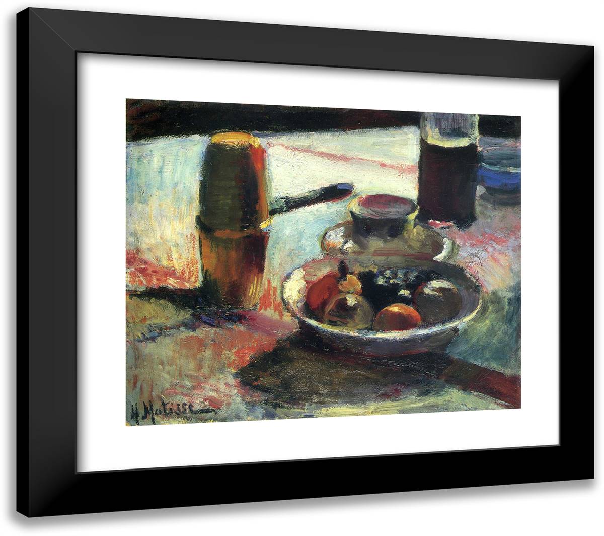 Fruit and Coffee-Pot 23x20 Black Modern Wood Framed Art Print Poster by Matisse, Henri