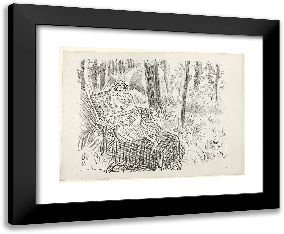 Girl on a Chaise 24x20 Black Modern Wood Framed Art Print Poster by Matisse, Henri