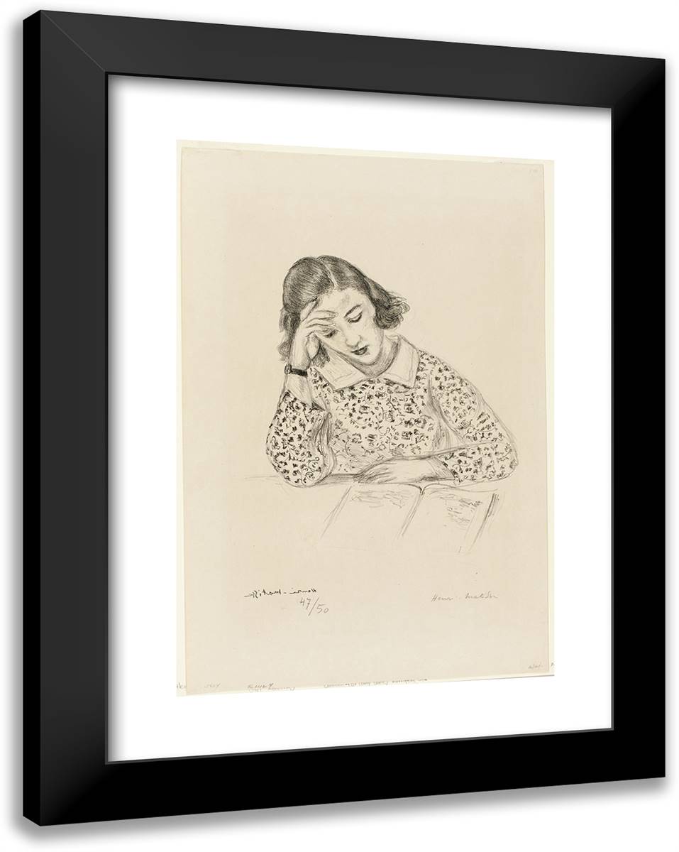 Girl Reading 18x24 Black Modern Wood Framed Art Print Poster by Matisse, Henri