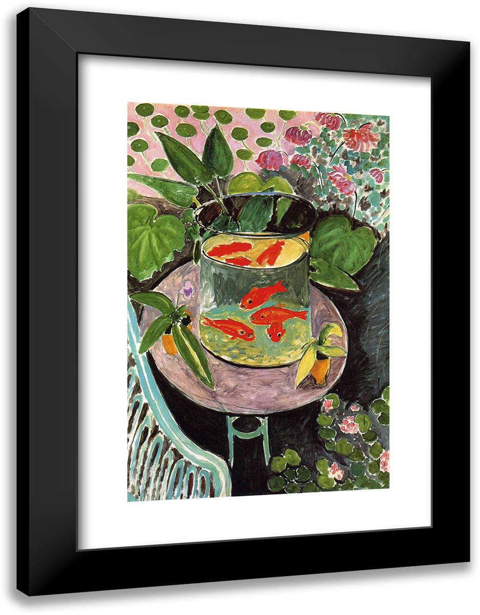 Goldfish  18x24 Black Modern Wood Framed Art Print Poster by Matisse, Henri