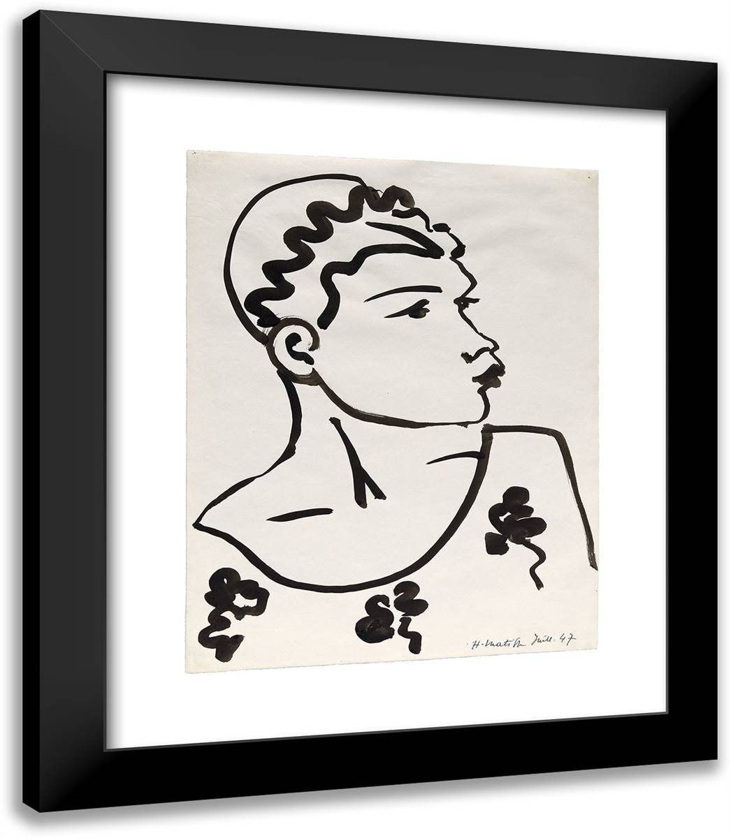 Head 20x23 Black Modern Wood Framed Art Print Poster by Matisse, Henri