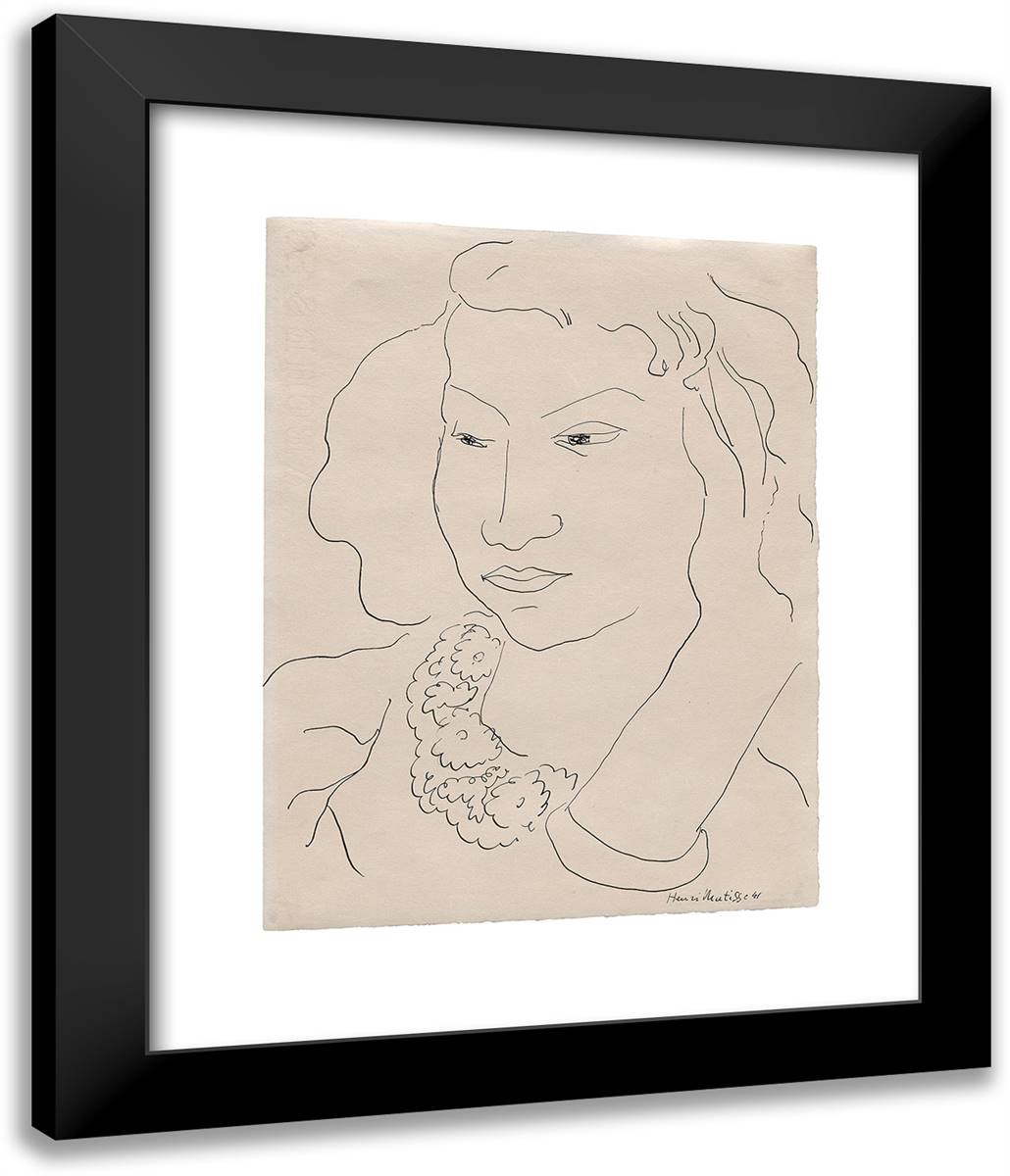 Head of a Woman 20x24 Black Modern Wood Framed Art Print Poster by Matisse, Henri