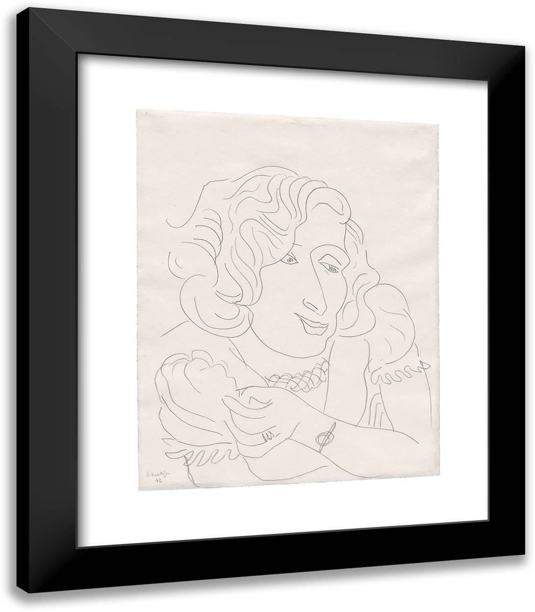 Head of a Woman_2 20x23 Black Modern Wood Framed Art Print Poster by Matisse, Henri