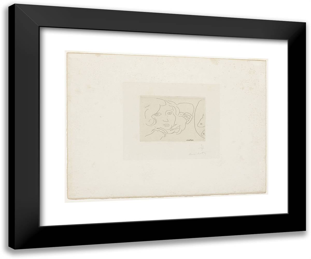 Head of a Young Girl and Two Goldfish 24x20 Black Modern Wood Framed Art Print Poster by Matisse, Henri