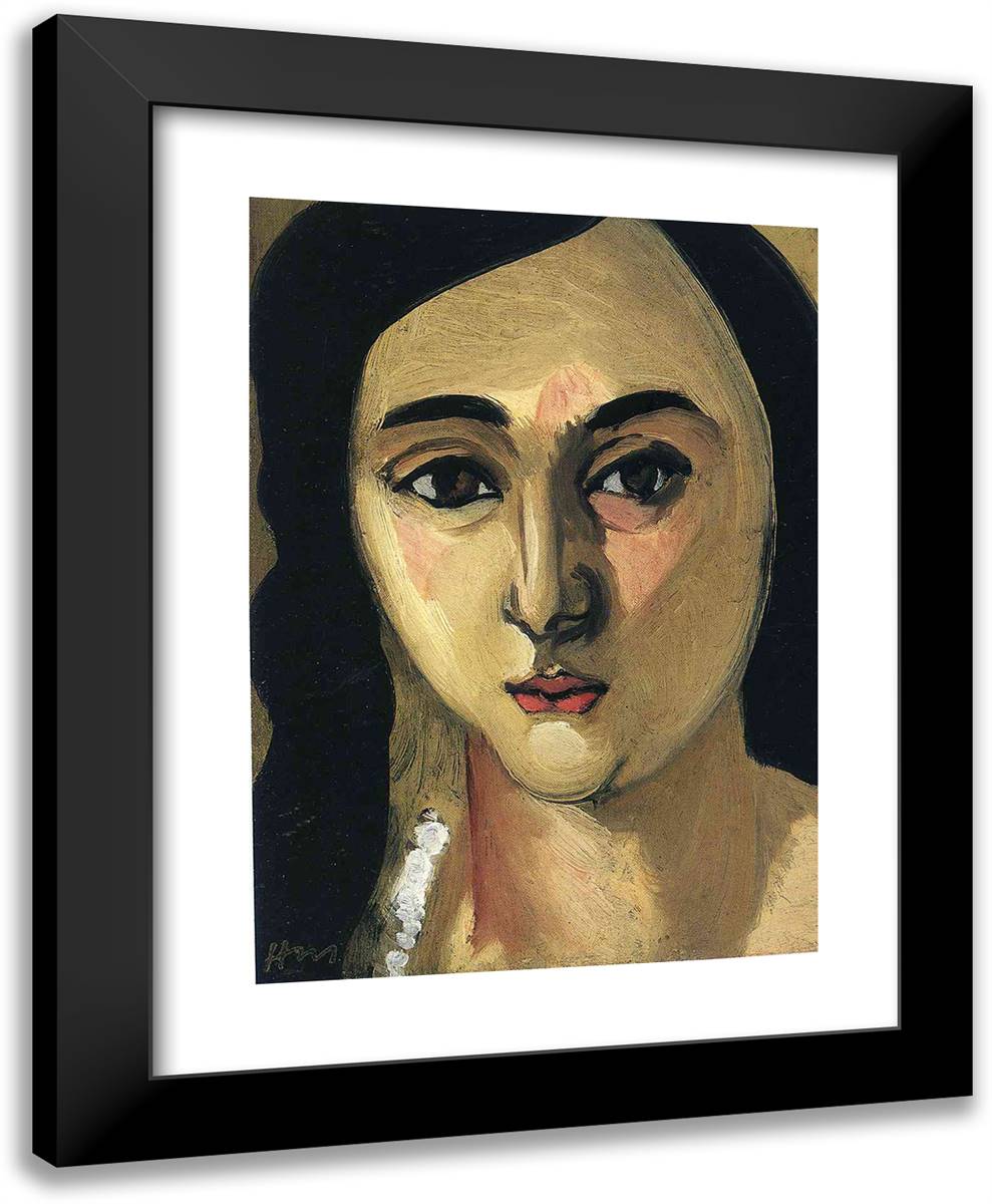 Head of Lorette 19x24 Black Modern Wood Framed Art Print Poster by Matisse, Henri