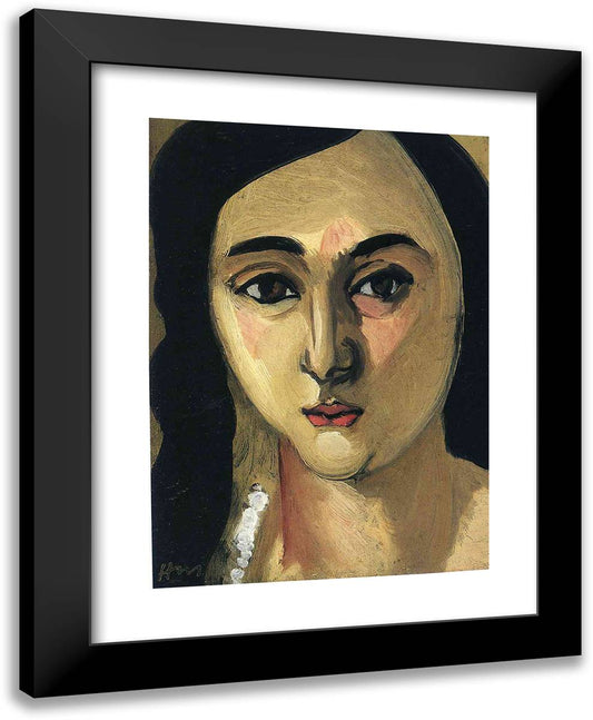 Head of Lorette 19x24 Black Modern Wood Framed Art Print Poster by Matisse, Henri